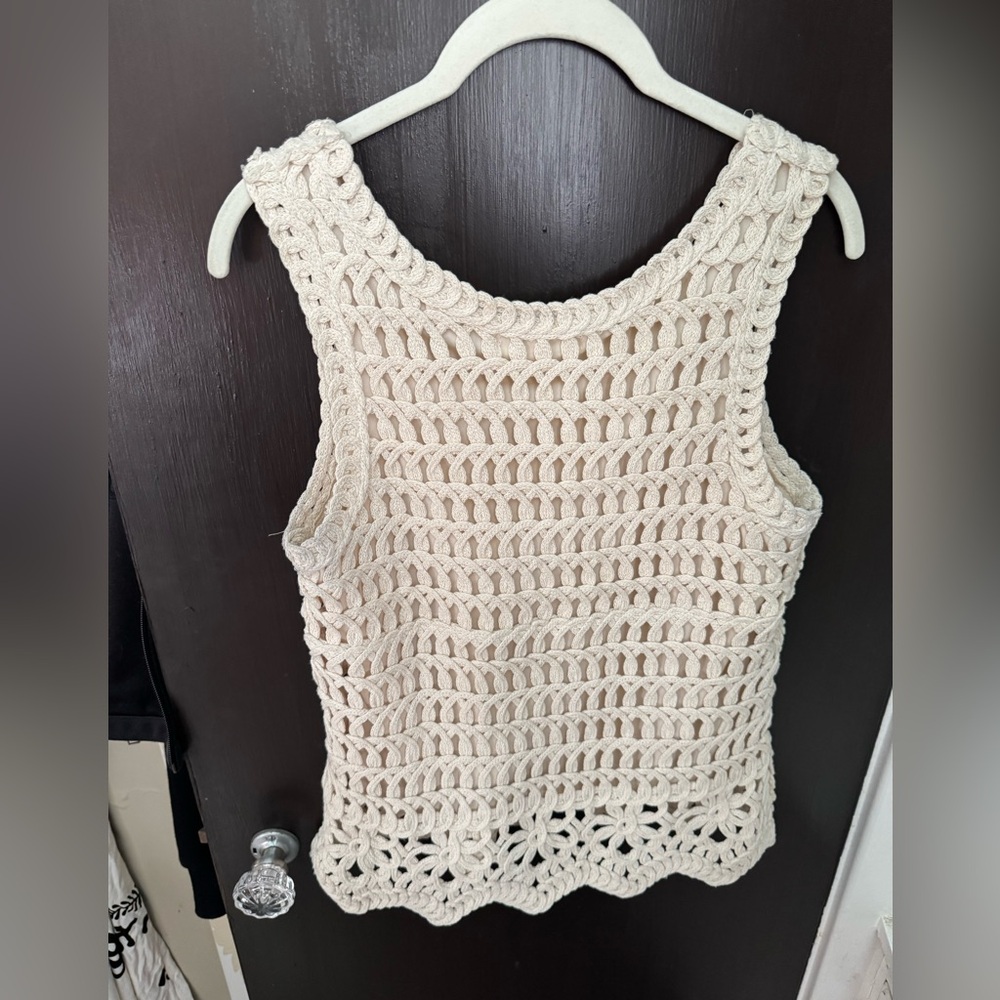 Adiva Cream Crochet Tank Top